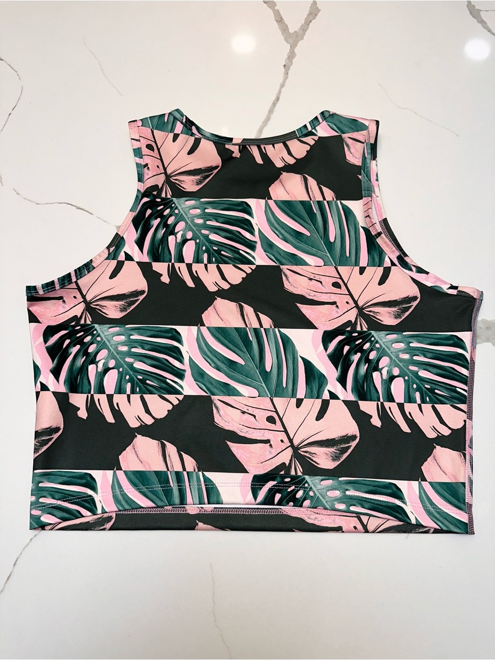 Nike Tropical Leaf Performance Crop Tank - Pink & Green - Picture 2 of 3